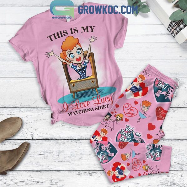 I Love Lucy This Is My Watching Shirt Fleece Pajamas Set