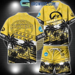 Iowa Hawkeyes Coconut Tree Summer Lover Personalized Hawaiian Shirt