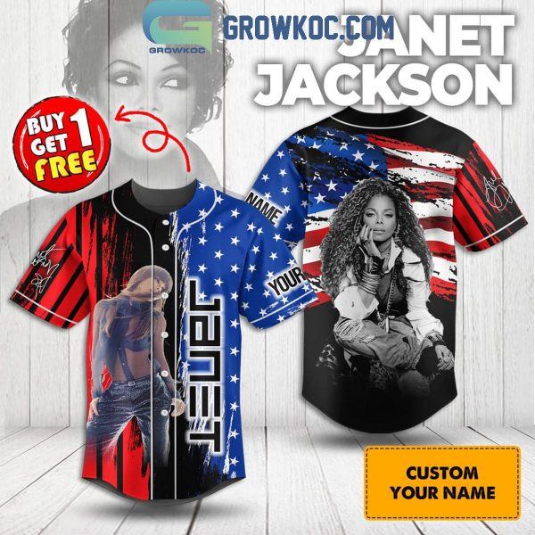 Janet Jackon America Flags Patriot Personalized Baseball Jersey