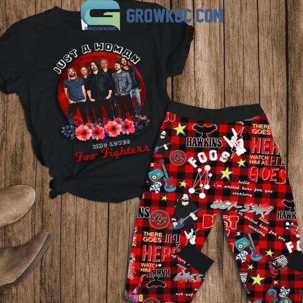 Just A Woman Who Loves Foo Fighters Fan Fleece Pajamas Set