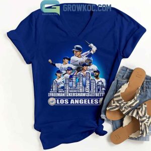 Los Angeles Dodgers Baseball Squad 2024 Player Name City Skyline T-Shirt