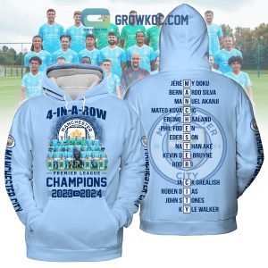 Manchester City 4 In A Row Premier League Champions 2024 Hoodie T Shirt