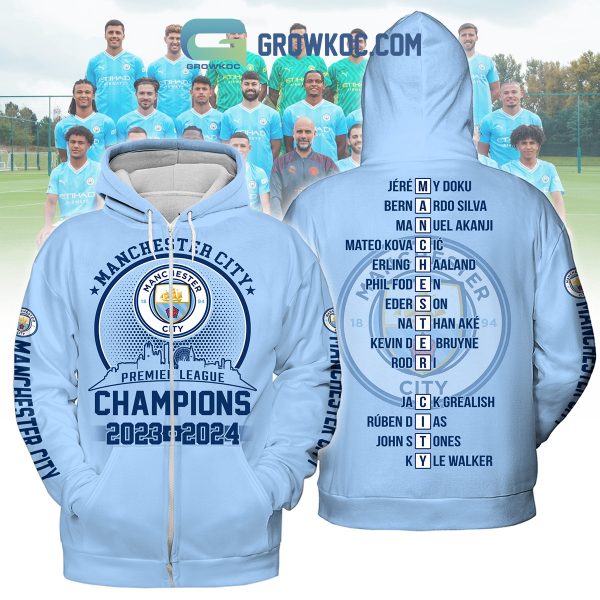 Manchester City Premier League Champions 2023 2024 Hoodie T Shirt