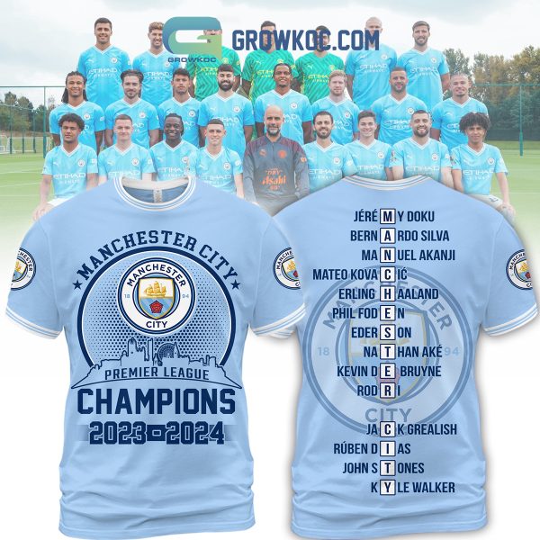 Manchester City Premier League Champions 2023 2024 Hoodie T Shirt