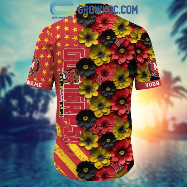 Maryland Terrapins Summer Flower Love Fan Personalized Hawaiian Shirt