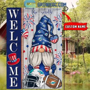 Miami Dolphins Football Welcome 4th Of July Personalized House Garden Flag
