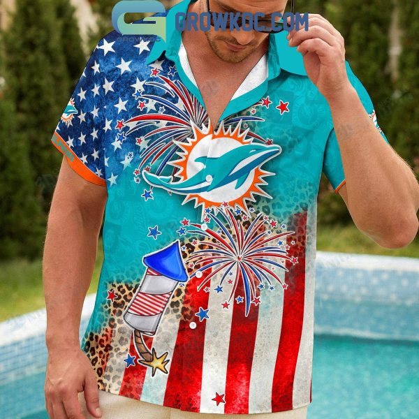 Miami Dolphins Patriot Fan Happy 4th Of July Hawaiian Shirts