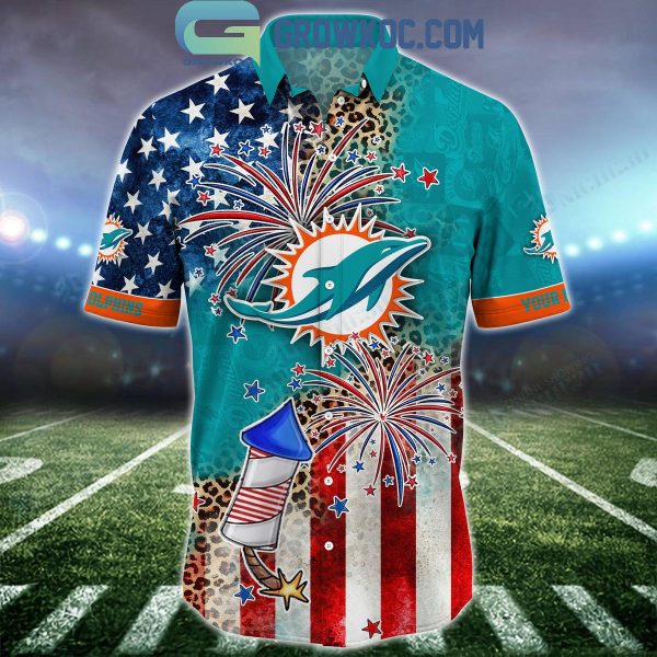 Miami Dolphins Patriot Fan Happy 4th Of July Hawaiian Shirts