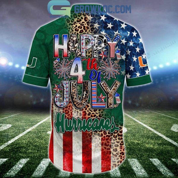 Miami Hurricanes Celebrating Happy 4th Of July Hawaiian Shirts