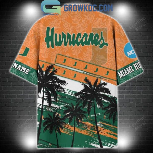 Miami Hurricanes Coconut Tree Summer Lover Personalized Hawaiian Shirt