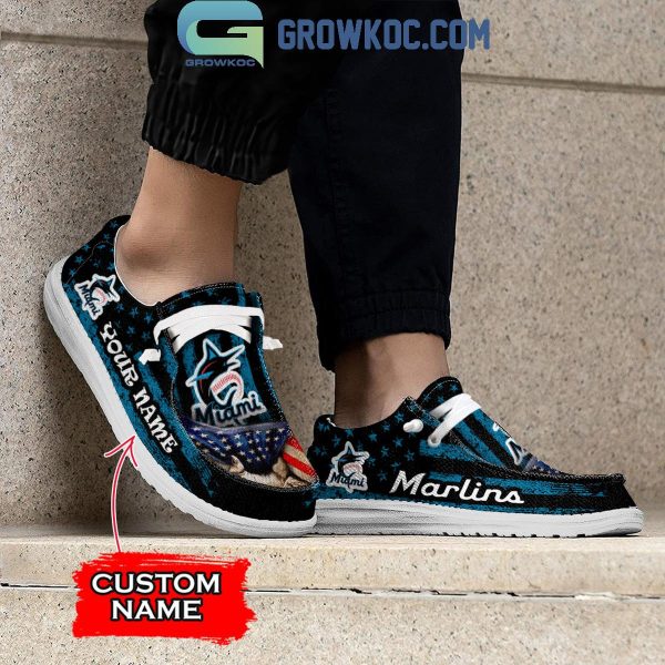 Miami Marlins American Proud Personalized Hey Dude Shoes
