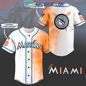 Miami Marlins Baseball Team Geometric Personalized Baseball Jersey