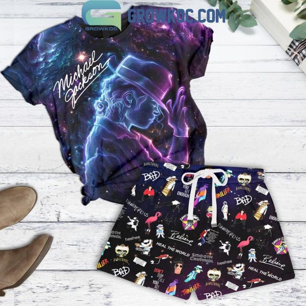 Michael Jackson Bad Heal The World Galaxy Design T-Shirt Short Pants