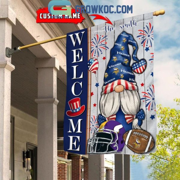 Minnesota Vikings Football Welcome 4th Of July Personalized House Garden Flag