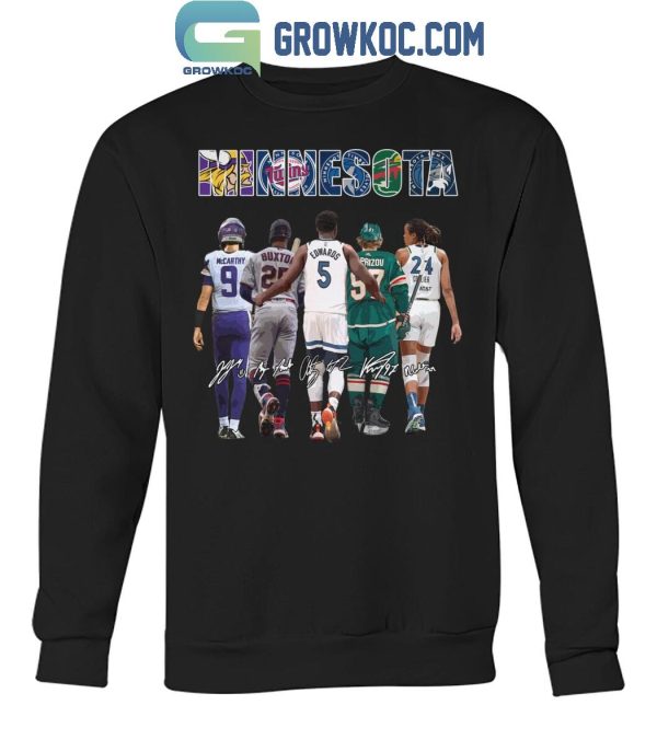 Minnesota Vikings Minnesota Twins Minnesota Wild Timberwolves All Legends T-Shirt