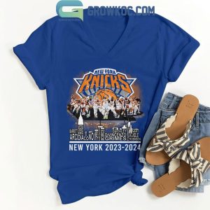 New York Knicks 2023-2024 Team Player Name Skyline T-Shirt