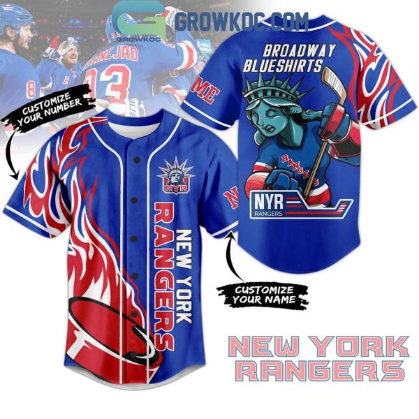 New York Rangers Broadway Blueshirts Personalized Baseball Jersey