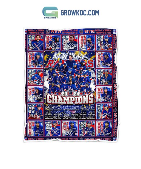 New York Rangers NHL 2024 Champions Fleece Blanket Quilt