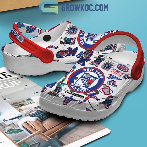 New York Rangers No Quit In New York Crocs Clogs White Design