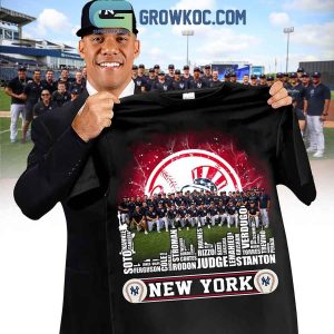 New York Yankees Baseball Squad 2024 Player Name City Skyline T-Shirt
