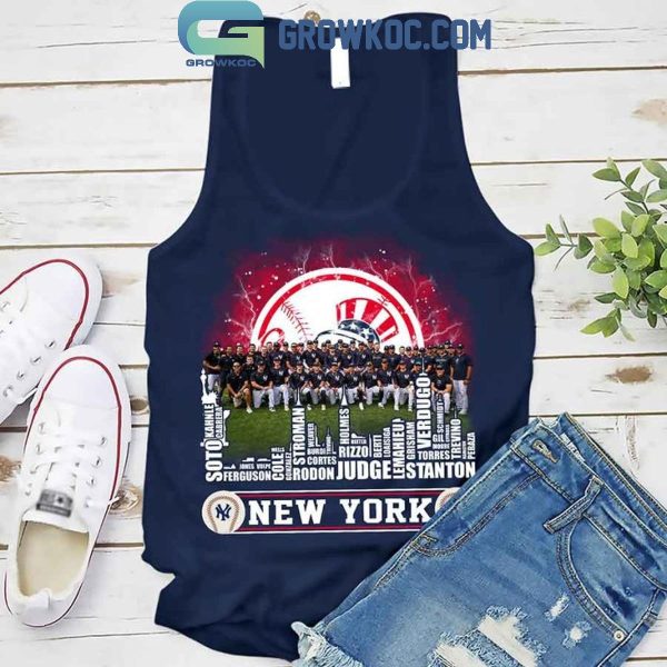 New York Yankees Baseball Squad 2024 Player Name City Skyline T-Shirt