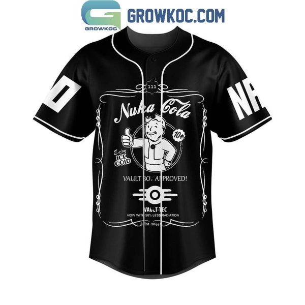 Nuka Cola Zap That Thirst Fallout Black And White Personalized Baseball Jersey