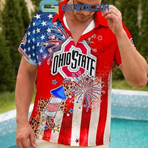 Ohio State Buckeyes Celebrating Happy 4th Of July Hawaiian Shirts
