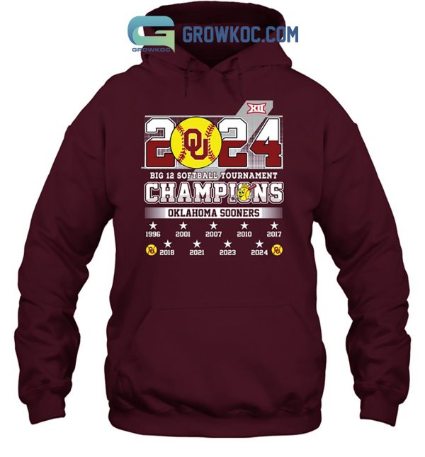Oklahoma Sooners Big 12 Softball Tournament 2024 Champions T Shirt