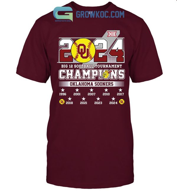 Oklahoma Sooners Big 12 Softball Tournament 2024 Champions T Shirt