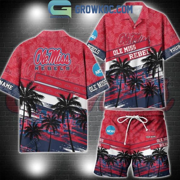 Ole Miss Rebels Coconut Tree Summer Lover Personalized Hawaiian Shirt