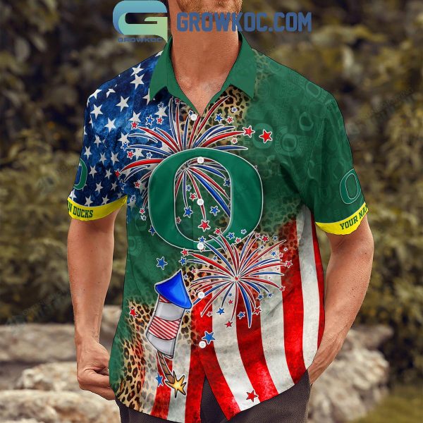 Oregon Ducks Celebrating Happy 4th Of July Hawaiian Shirts