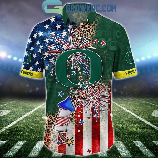 Oregon Ducks Celebrating Happy 4th Of July Hawaiian Shirts