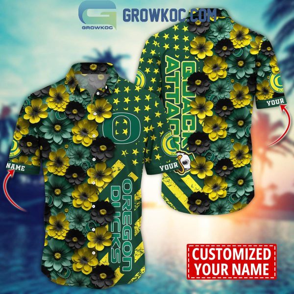 Oregon Ducks Summer Flower Love Fan Personalized Hawaiian Shirt