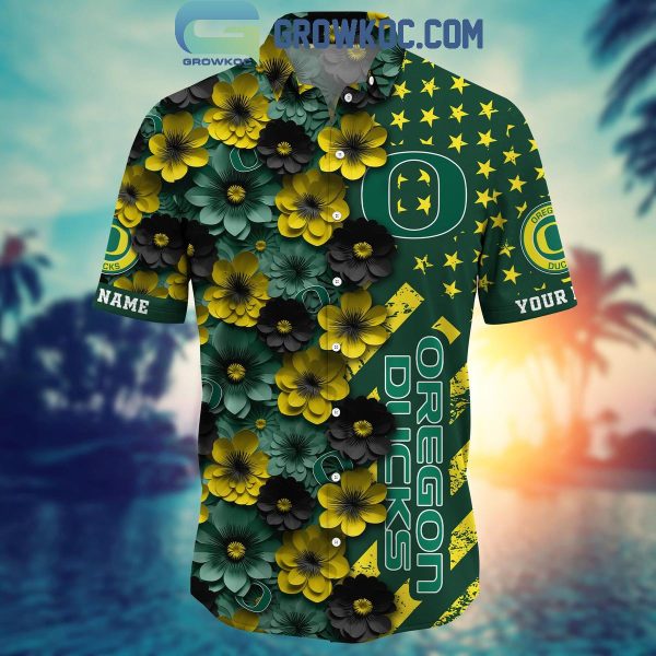 Oregon Ducks Summer Flower Love Fan Personalized Hawaiian Shirt