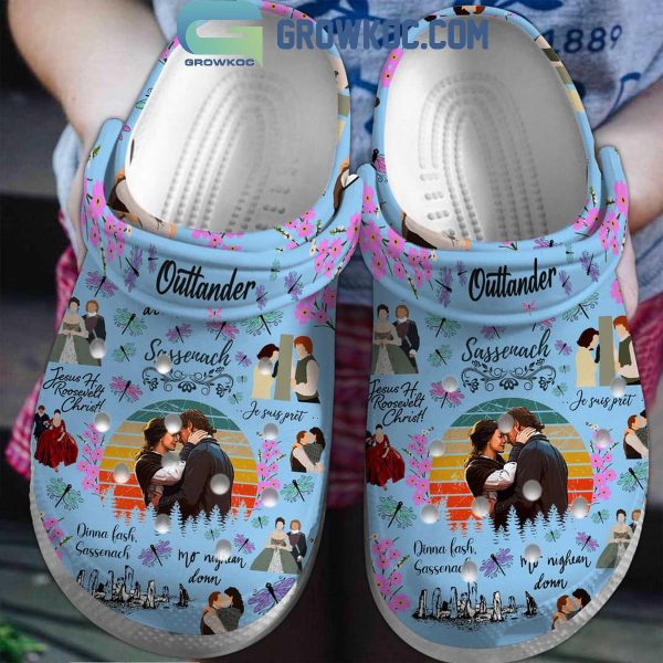 Outlander Sassenach Dinna Lash Crocs Clogs Blue Design