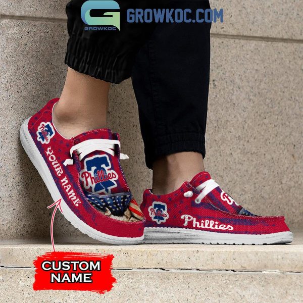 Philadelphia Phillies American Proud Personalized Hey Dude Shoes