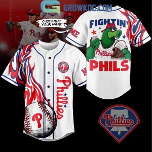 Philadelphia Phillies Fightin’ Phils Flames Personalized Baseball Jersey