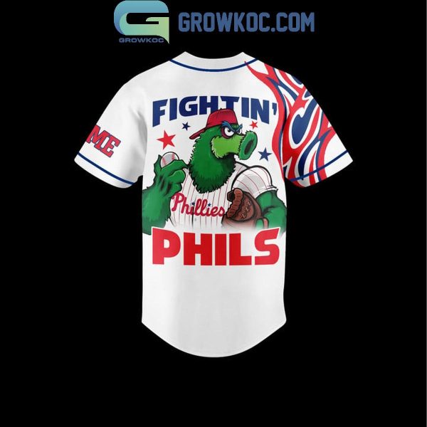 Philadelphia Phillies Fightin’ Phils Flames Personalized Baseball Jersey