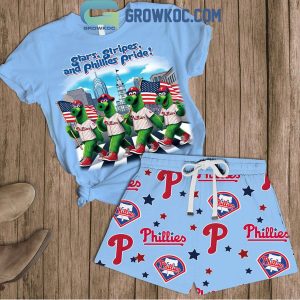 Philadelphia Phillies Stars Stripes And Phillies Pride T-Shirt Short Pants Blue
