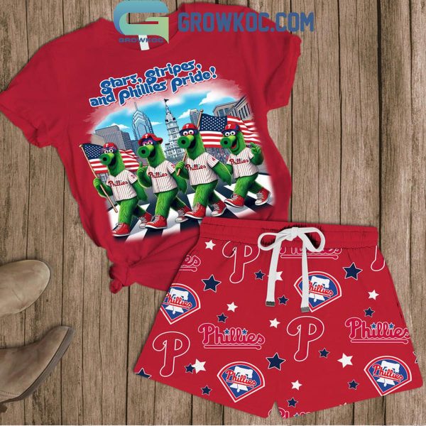 Philadelphia Phillies Stars Stripes And Phillies Pride T-Shirt Short Pants Red