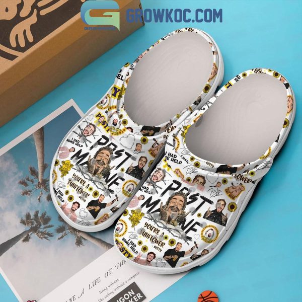 Post Malone You’re A Sunflower Crocs Clogs White