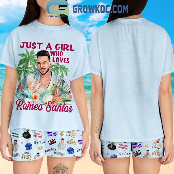 Romeo Santos Just A Girl Who Loves Romeo Santos T-Shirt Short Pants Blue