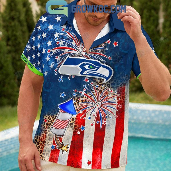 Seattle Seahawks Patriot Fan Happy 4th Of July Hawaiian Shirts