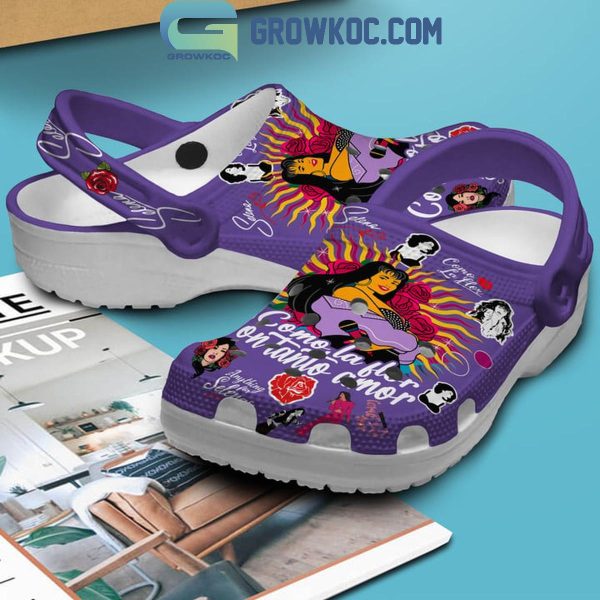 Selena Como La Flor Con Tanto Amor Crocs Clogs Purple Design