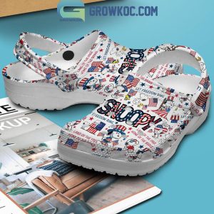 Snoopy Let The Freedom Ring Fan Crocs Clogs White Version