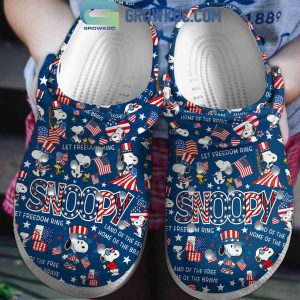 Snoopy Let The Freedom Ring Fan Navy Design Crocs Clogs