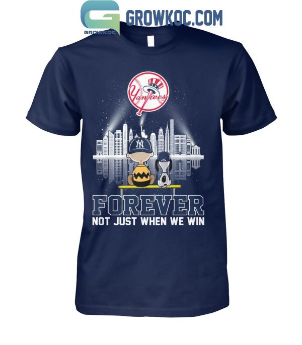 Snoopy New York Yankees Baseball Team Skyline Forever Fan T-Shirt