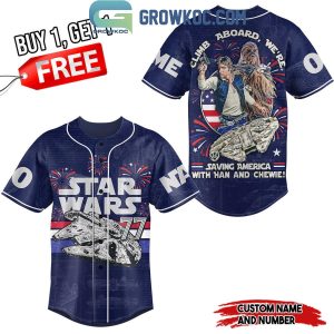 Star Wars Saving America With Han And Chewie Personalized Baseball Jersey