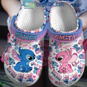 Stitch And His Lover Angel Couple Crocs Clogs