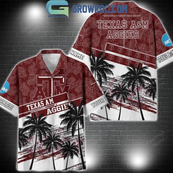 Texas A&M Aggies Coconut Tree Summer Lover Personalized Hawaiian Shirt